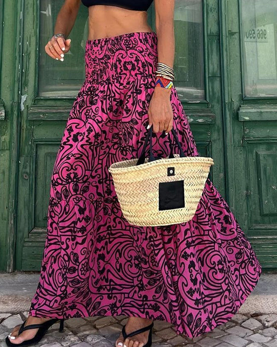 Casual kjol med tryckt mönster