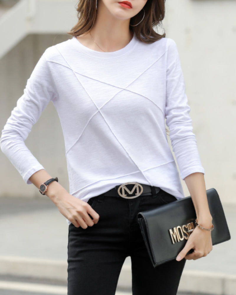 Enfärgad långärmad topp