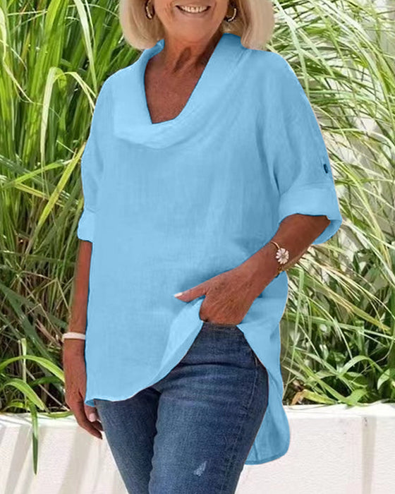 Enfärgad linneöverdel med halvärmar