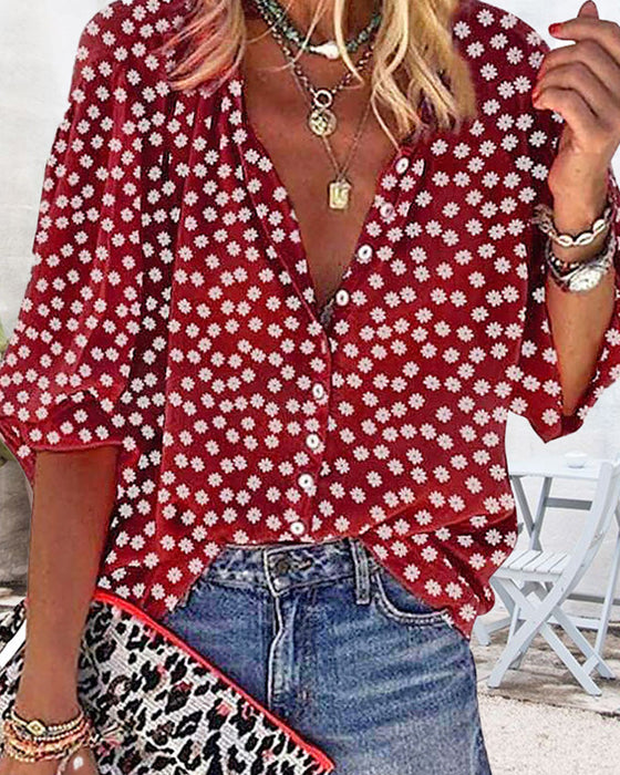 Casual skjorta med blommönster