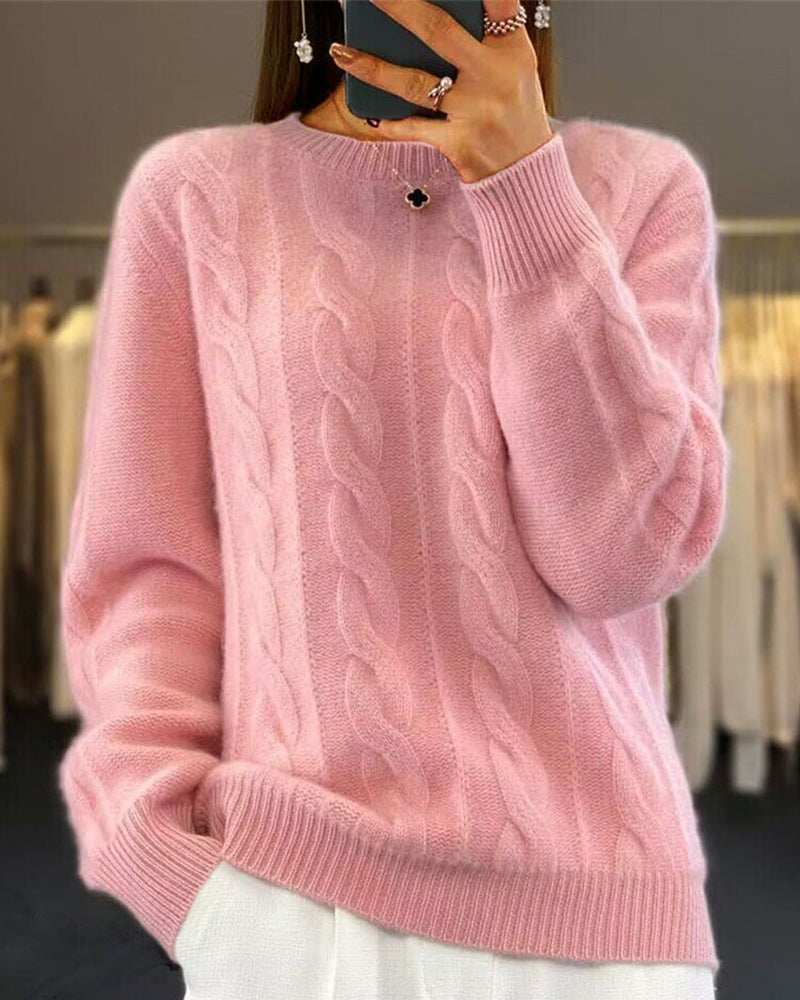 Pullover med solida färger och vändningar