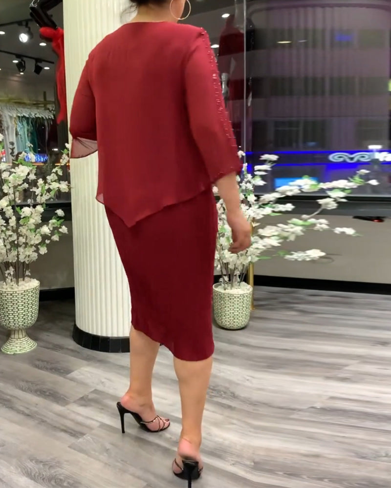 Elegant enfärgad tvådelad uppsättning för kvinnor