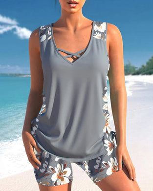 Tankini med blommönster