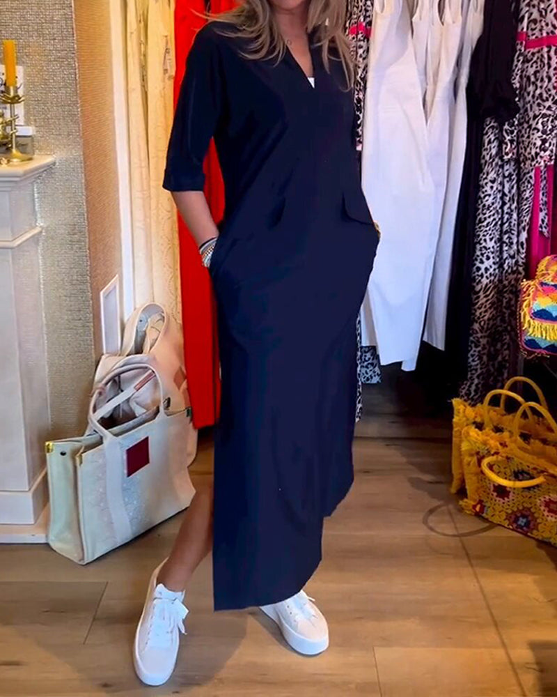 Fickklänning med v-ringning