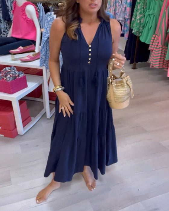 Casual klänning utan ärmknappar