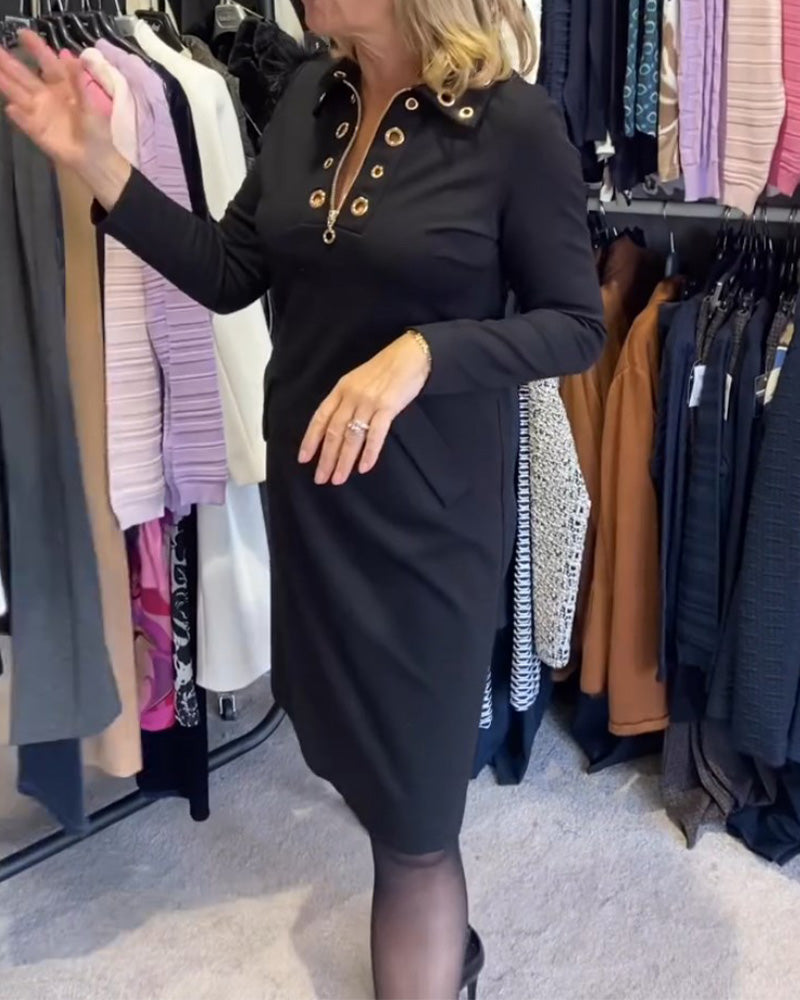 Klänning med dragkedja och slag