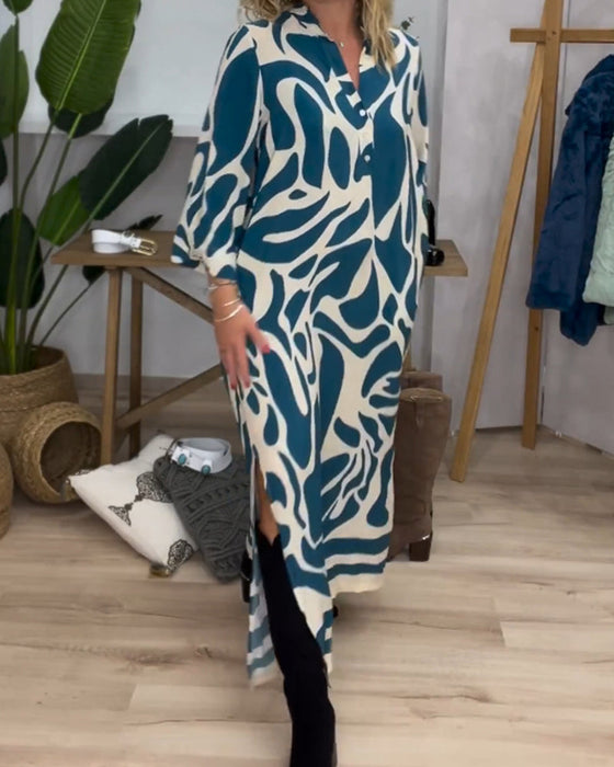 Klänning med tryck och lapel