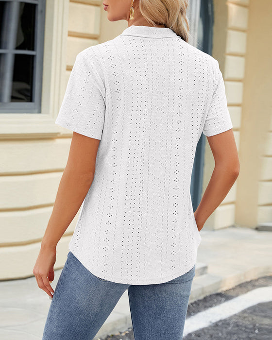 Kortärmad topp i lapelutskärning