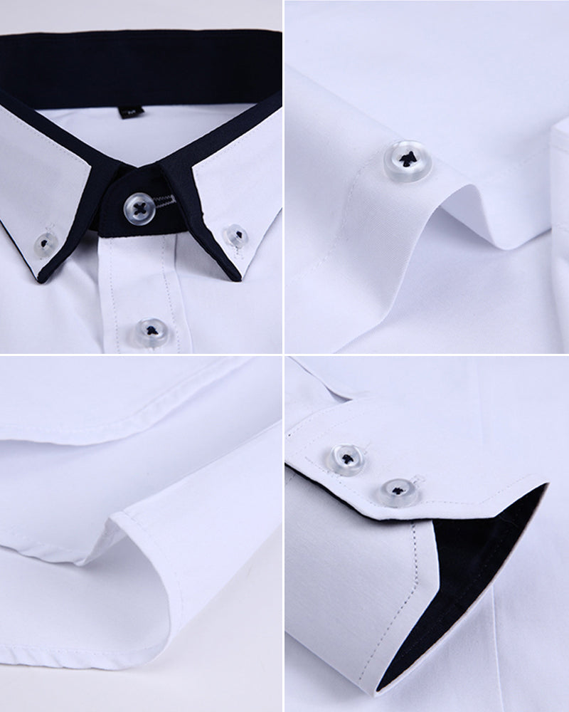 Lapelskjorta med enfärgad