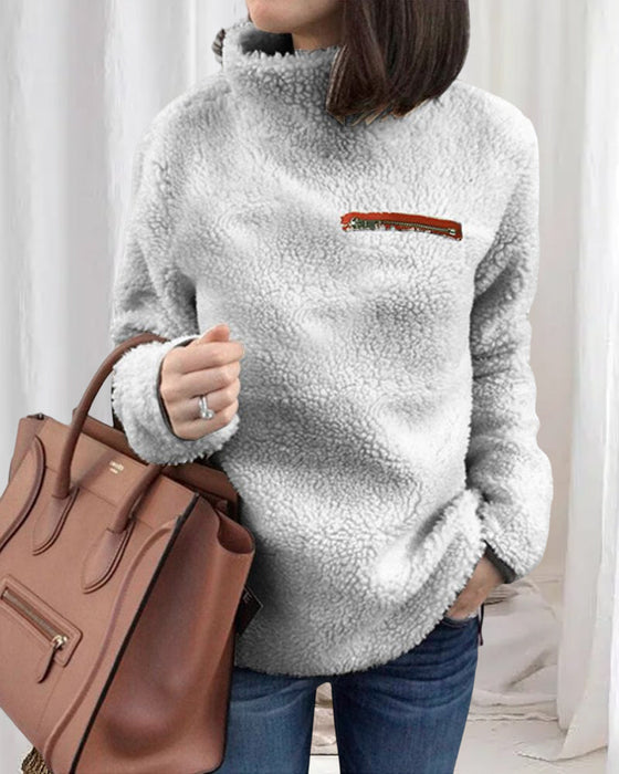 Enkel och varm topp med dragkedja