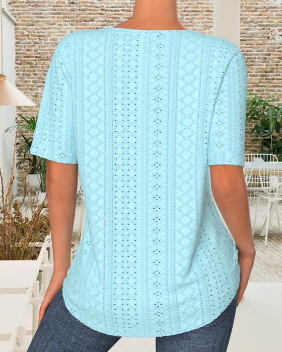 Kortärmad blus med delad hals