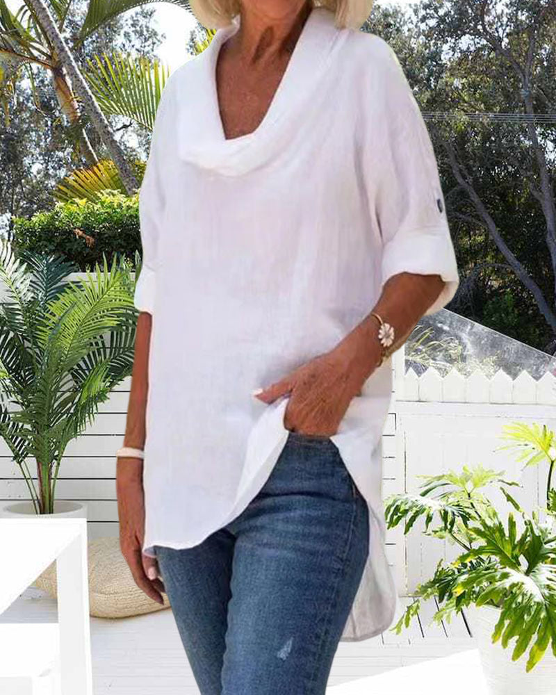 Enfärgad linneöverdel med halvärmar