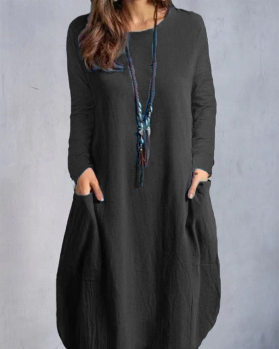 Långärmad klänning med ficka