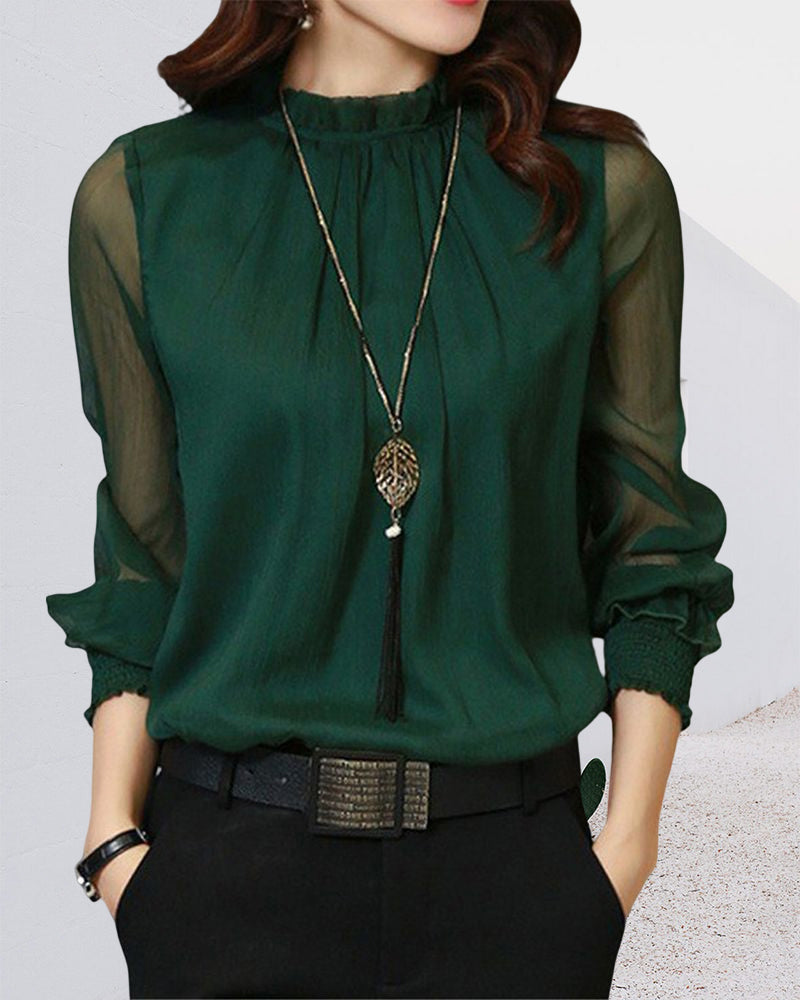 Enfärgad blus med lykthylsa