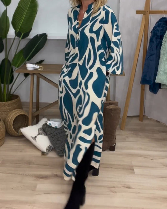 Klänning med tryck och lapel