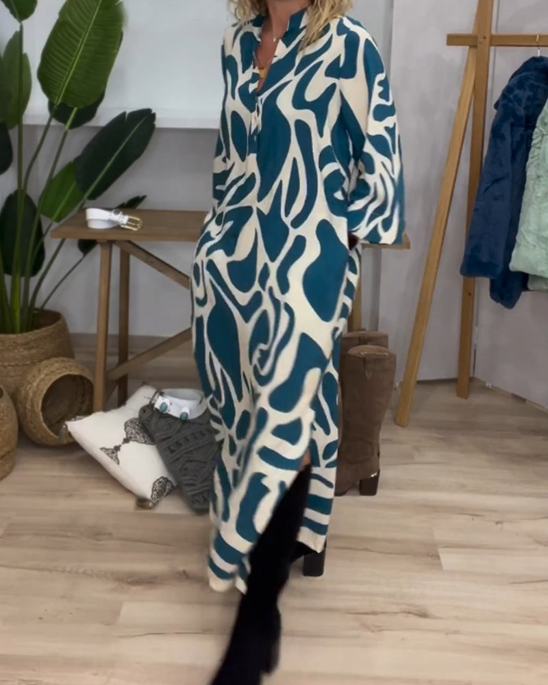 Klänning med tryck och lapel