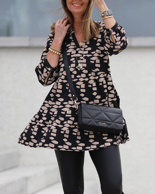 Topp med långa ärmar och tryck