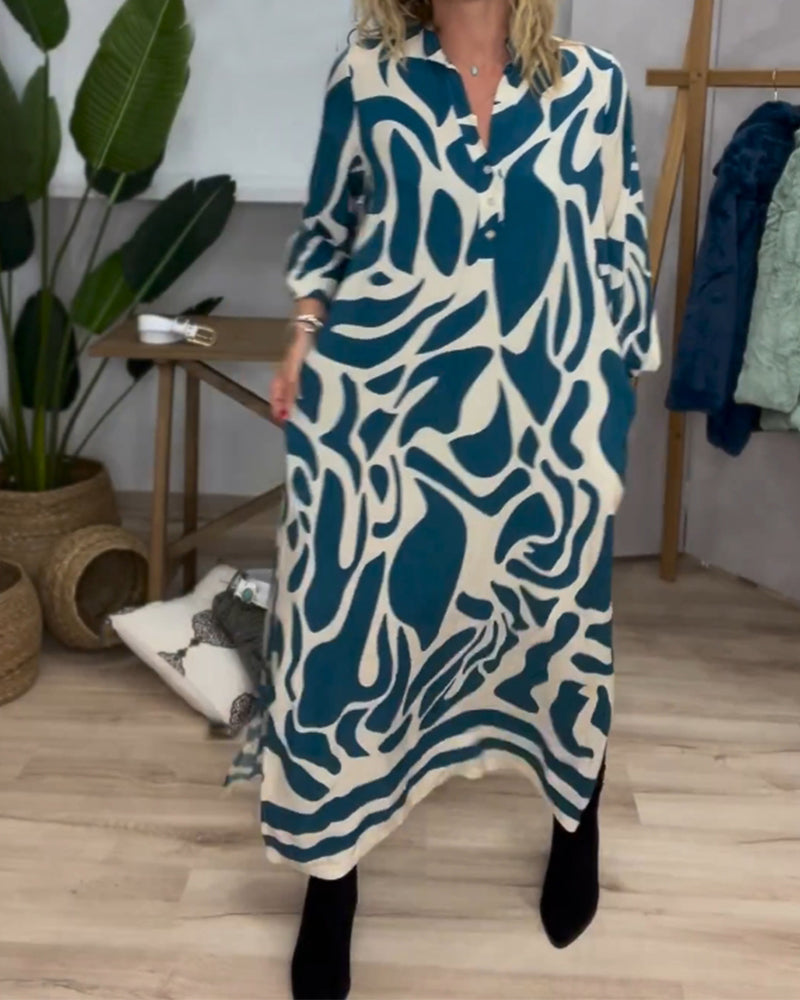 Klänning med tryck och lapel