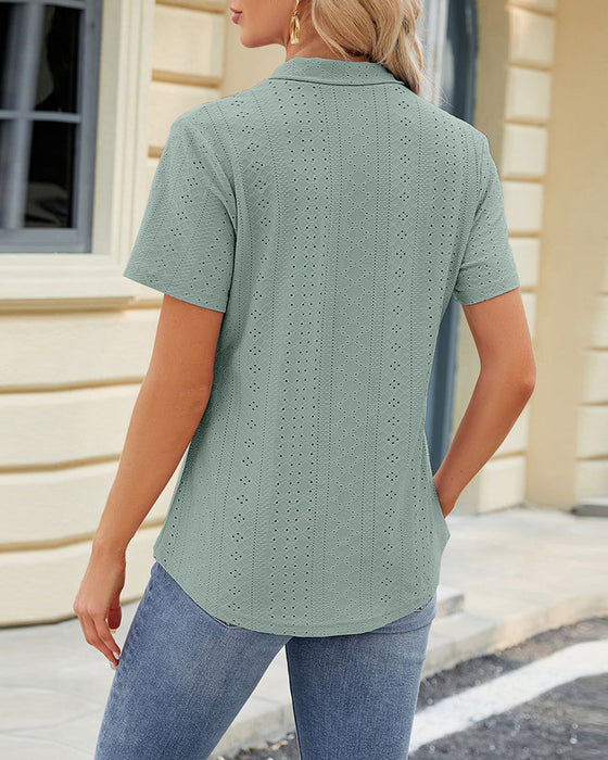 Kortärmad topp i lapelutskärning