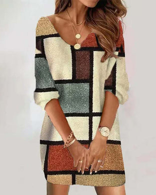 Elegant klänning i färgblock