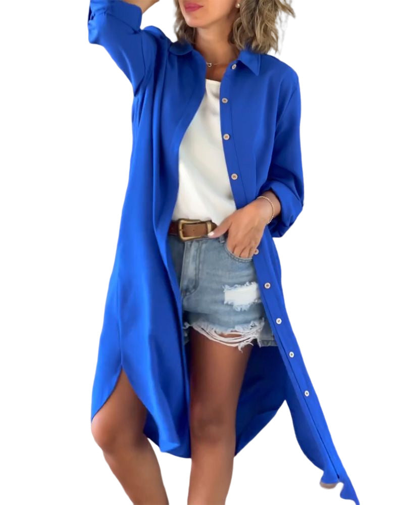 Enfärgad långärmad topp