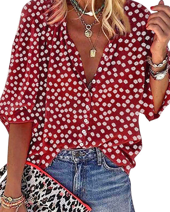 Casual skjorta med blommönster