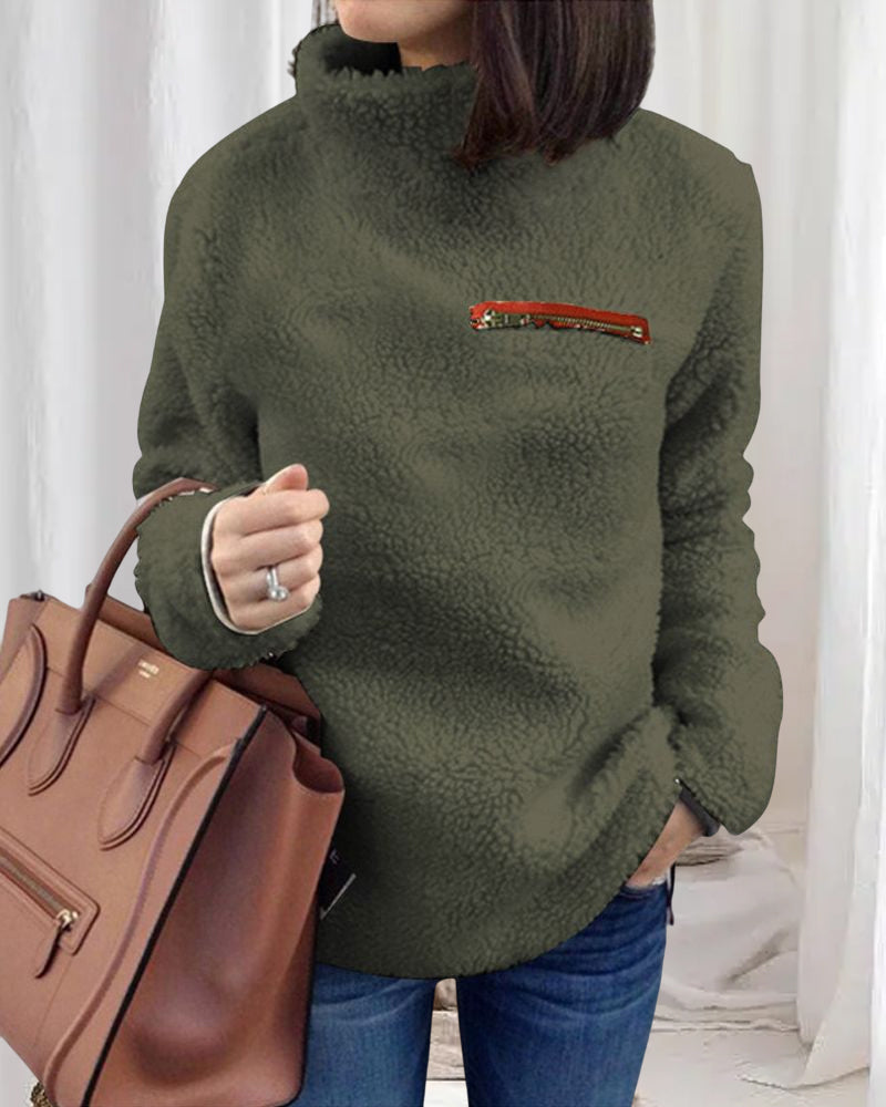 Enkel och varm topp med dragkedja