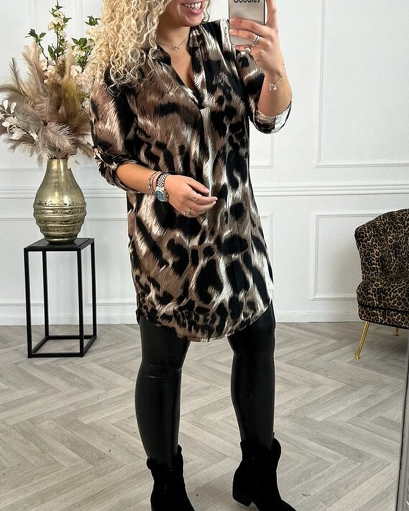 Elegant Blus med leopardtryck