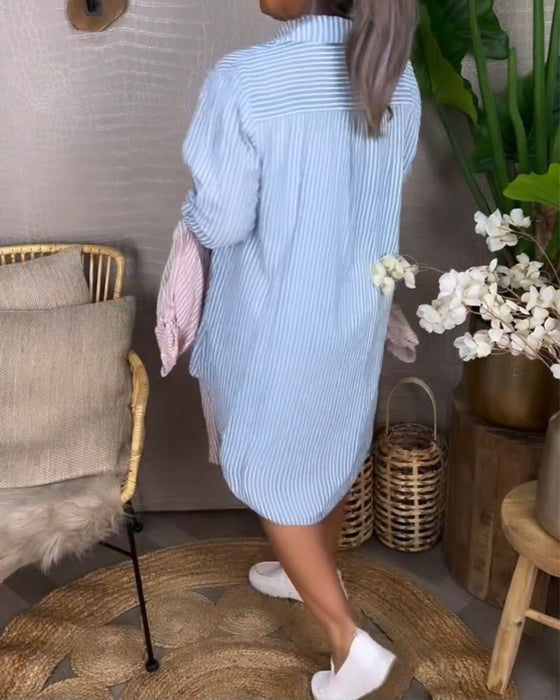 Casual klänning med remsor och fickor