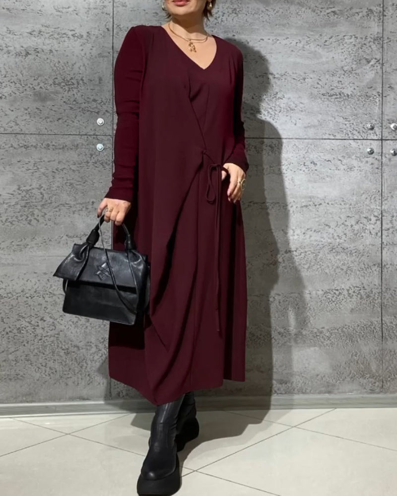 Enfärgad Klänningar med knytband