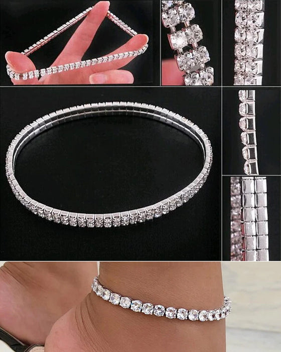 Fotlänk med flerskikts ankel i stretchkristall