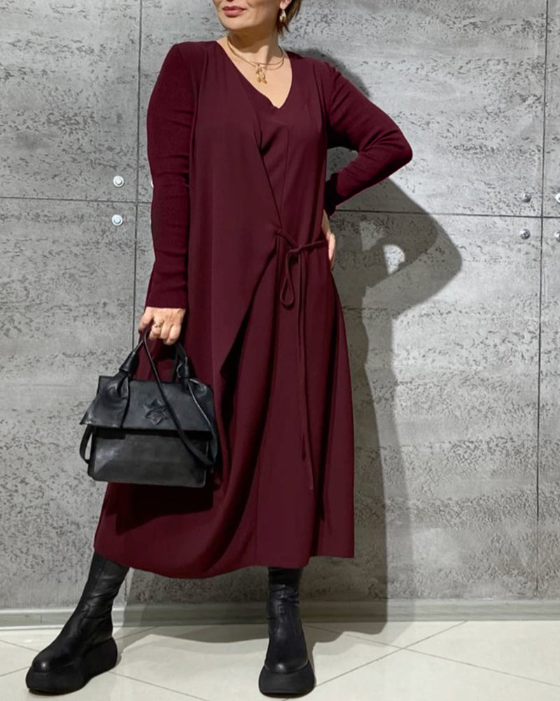 Enfärgad Klänningar med knytband