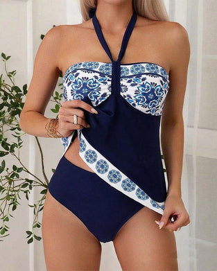 Tankini-baddräkt med halterringning