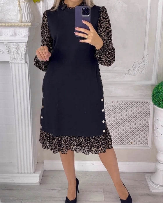 Elegant A-linjeformad klänning med färgblock