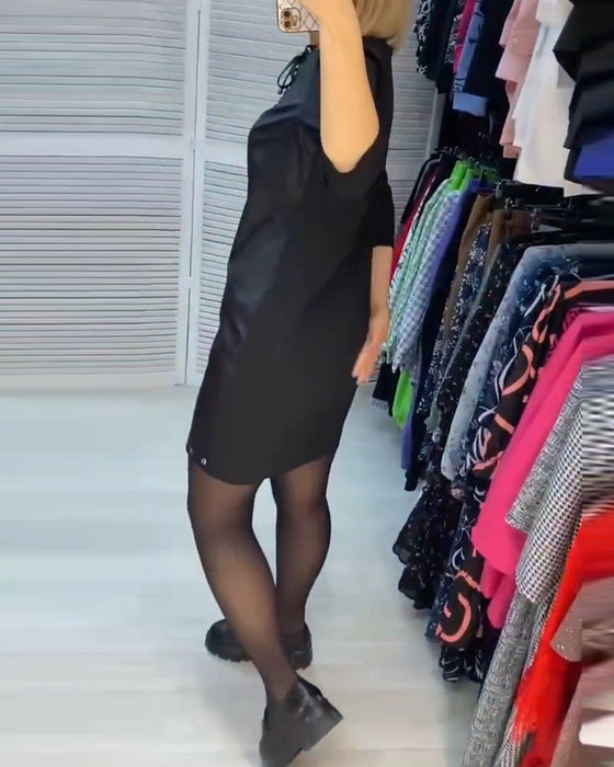 Långärmad Shift-klänning med rund hals