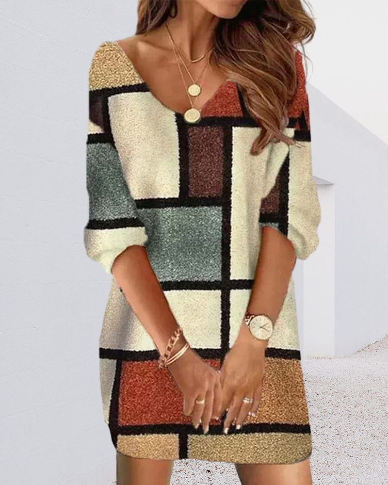 Elegant klänning i färgblock