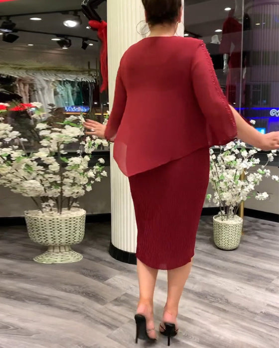 Elegant enfärgad tvådelad uppsättning för kvinnor