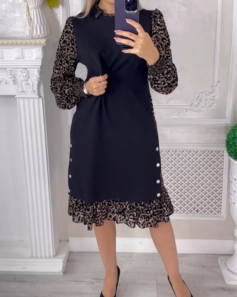 Elegant A-linjeformad klänning med färgblock