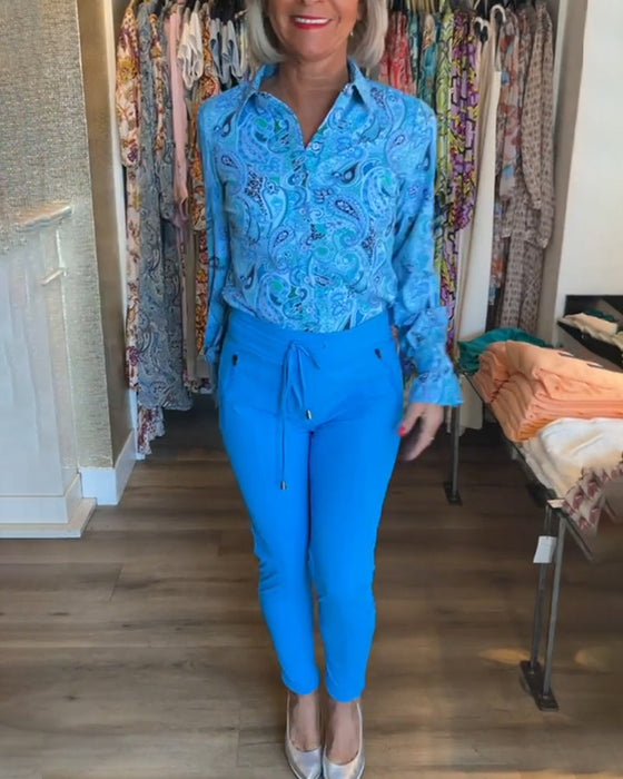 Långärmad semesterskjorta med tryck