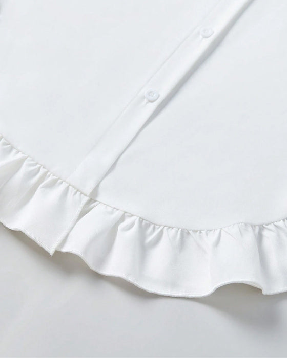 Lapel volang enfärgad skjorta