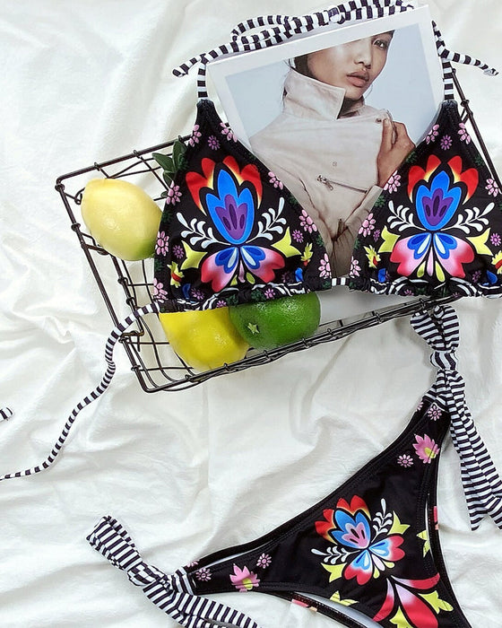 Färgglad tryckt grimma bikini