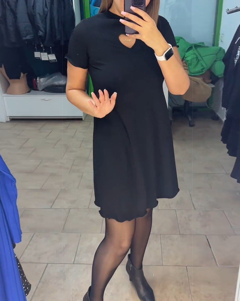 Hjärta ihålig enfärgad kortärmad klänning