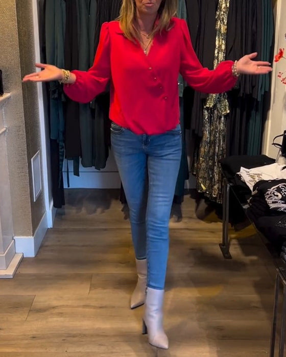 Elegant blus med lanternärmar