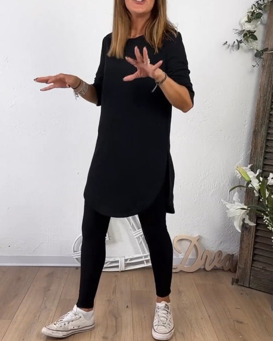 Mellanlång Topp Med Rund Hals