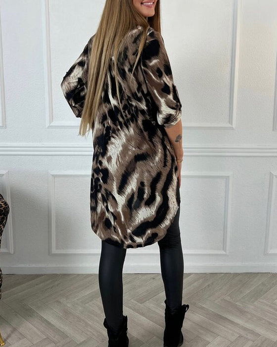 Elegant Blus med leopardtryck