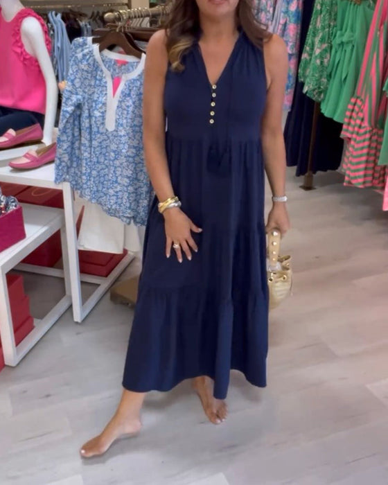 Casual klänning utan ärmknappar