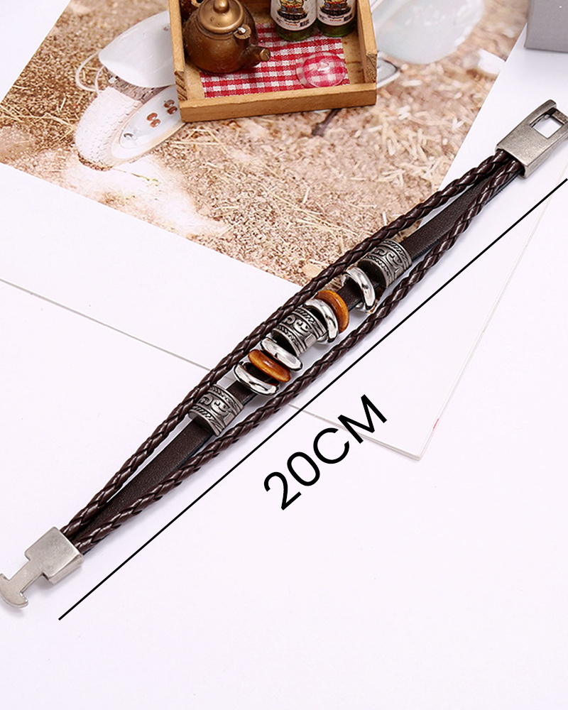 Handpärlat flerlagers läderarmband