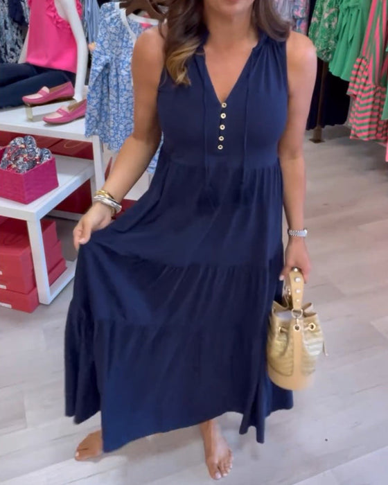 Casual klänning utan ärmknappar