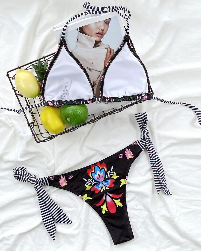 Färgglad tryckt grimma bikini