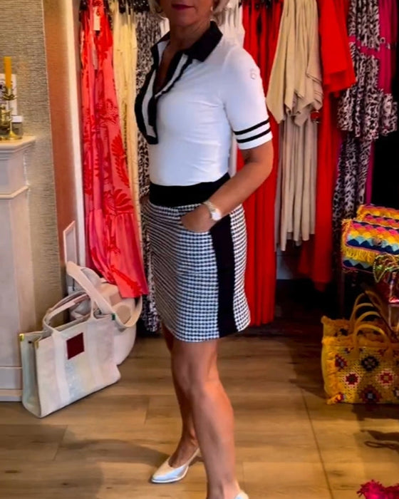 Klänning med houndstooth panel